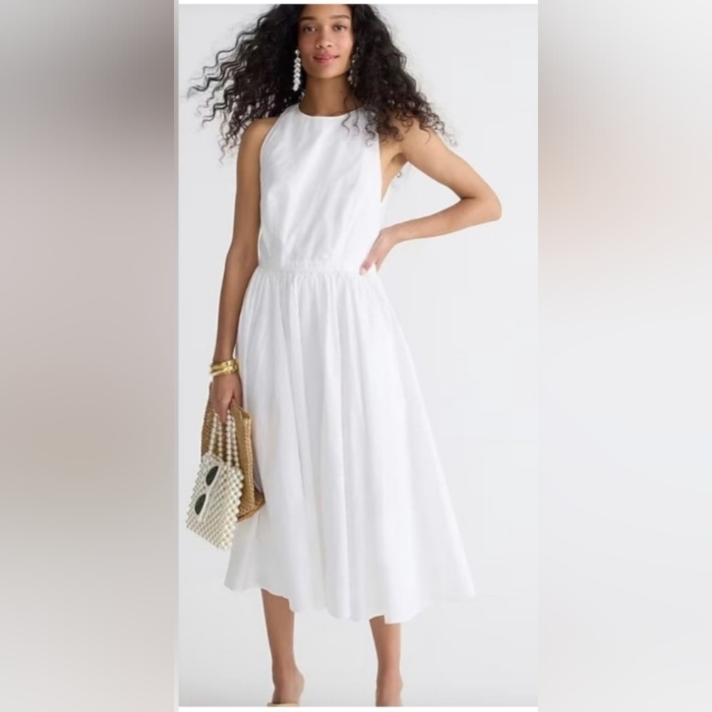 J. Crew High-neck cotton poplin midi
dress